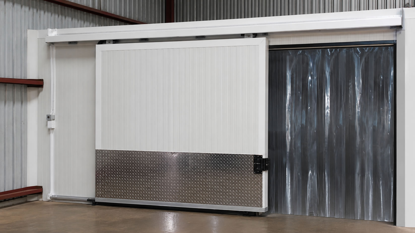 Puerta corrediza de cuarto frío con cortina de PVC